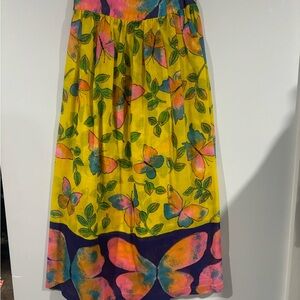 Vintage Floral Yellow Maxi Skirt
